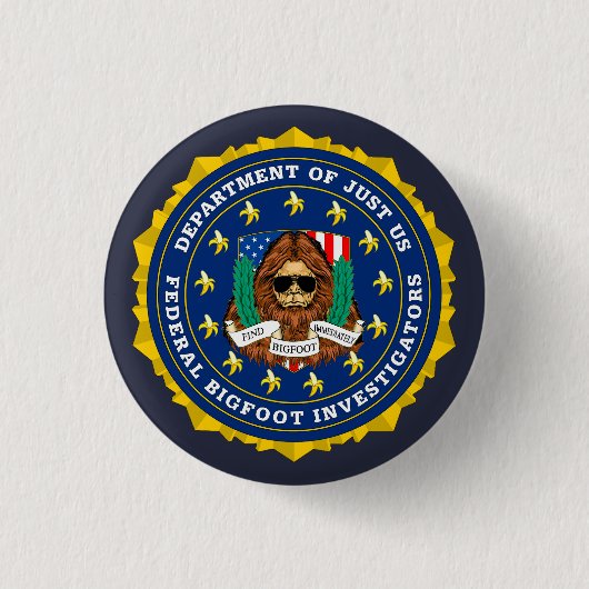 FBI-Bundesstaatlicher Bigfoot-Forscher-Knopf Button (Vorderseite)
