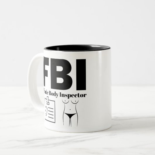FBI Female Body Inspector Zweifarbige Tasse (Vorderseite Links)