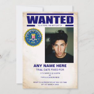 FBI Gesucht Geburtstagsfeier Einladung