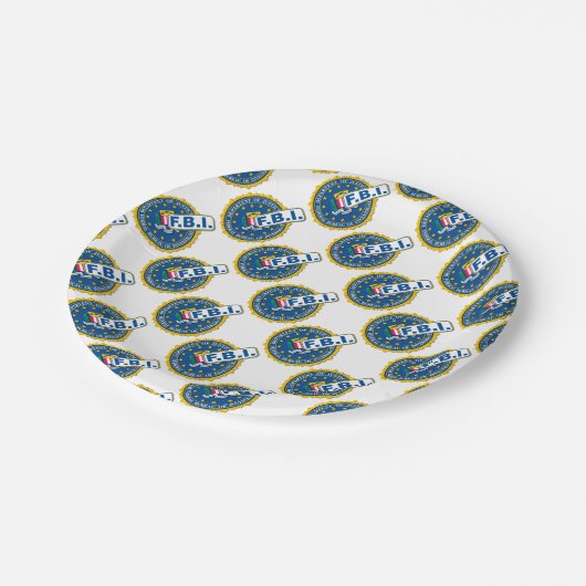 FBI Siegel Mockup Pappteller (Schrägansicht)