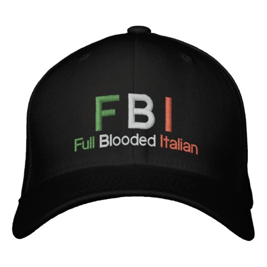FBI Vollblutgetränkte italienische schwarze Baseba Bestickte Kappe (Vorderseite)