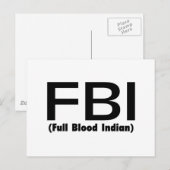 FBI Vollblutindischer Postkarte (Vorne/Hinten)
