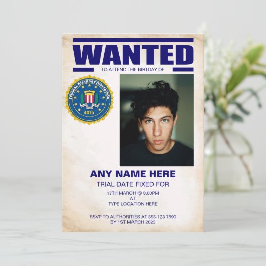 FBI Will Geburtstagspartei Einladung (Stehend Vorderseite)