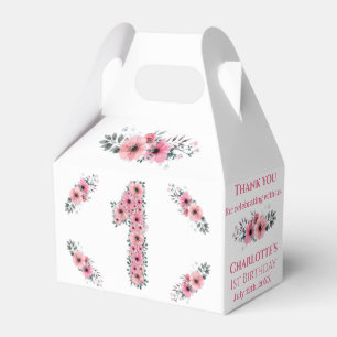 FBig 1. Geburtstag Girl Green Foliage Rosa Blume Geschenkschachtel