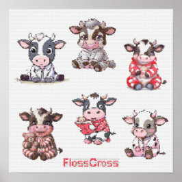 FC CROSS STITCH COW STICKERS! POSTER