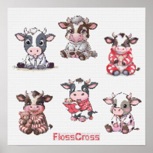 FC CROSS STITCH COW STICKERS! POSTER