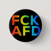 FCK AFD Regenbogen auf Schwarz Button (Vorderseite)
