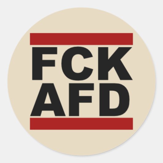 "Fck AfD", runder Aufkleber (Vorderseite)
