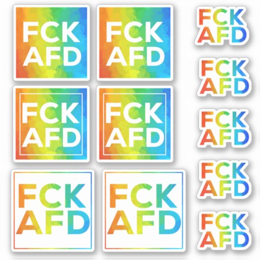 FCK AFD Stickersheet Regenbogen Aufkleber (Vorderseite)