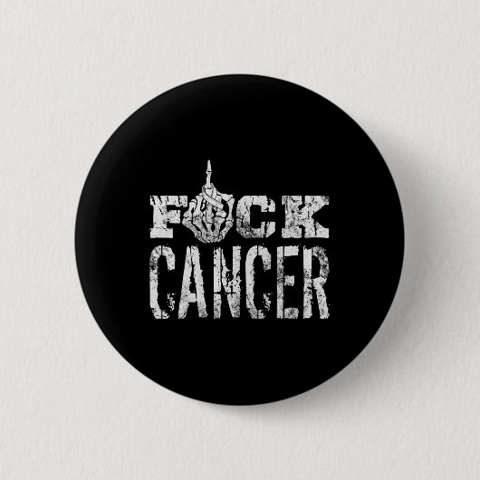 Fck Cancer Skeleton Middle Breast Cancer Awareness Button (Vorderseite)
