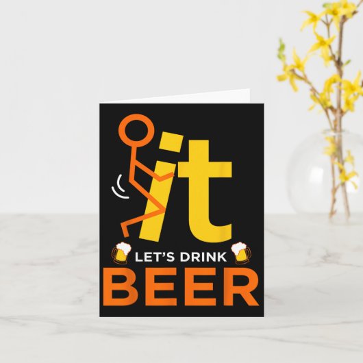 Fck it Let's Drink Bier - Funny Rude Drinking Karte (Gelbe Blume)