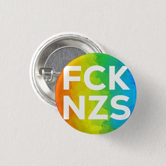 FCK NZS Cutout Regenbogen weiß Button (Vorne & Hinten)