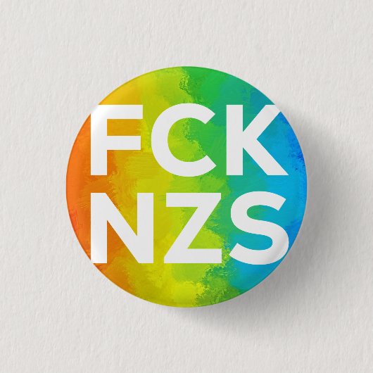 FCK NZS Cutout Regenbogen weiß Button (Vorderseite)