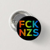 FCK NZS Regenbogen auf schwarz Button (Vorne & Hinten)