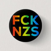 FCK NZS Regenbogen auf schwarz Button (Vorderseite)