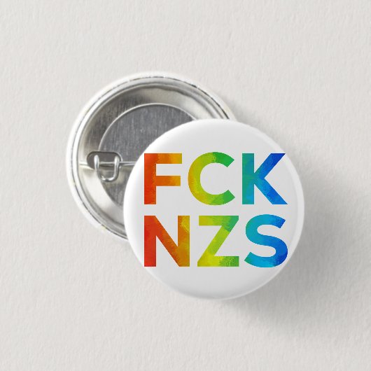 FCK NZS Regenbogen auf weiß Button (Vorne & Hinten)