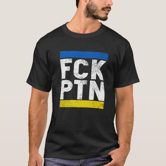Fck Ptn I Stand With Ukraine, Ukrainian Flag T-Shirt (Vorderseite)