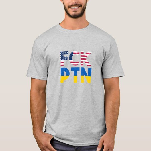 FCK PTN Puck Futin, I stand with Ukraine flag T-Shirt (Vorderseite)
