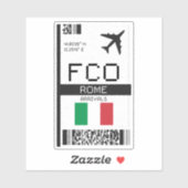 FCO Rom Boarding Pass - Italien Reisen Aufkleber (Blatt)