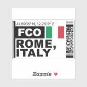 FCO Rome Boarding Pass - Italy Travel Aufkleber (Blatt)