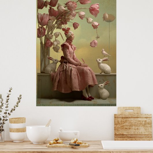 *~* FD2 22 Surreal  Bird  Flowers Rabbit Fantasy Poster (Küche)