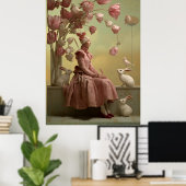 *~* FD2 22 Surrealer Vogel Blumen Hase Fantasy Poster (Heimbüro)