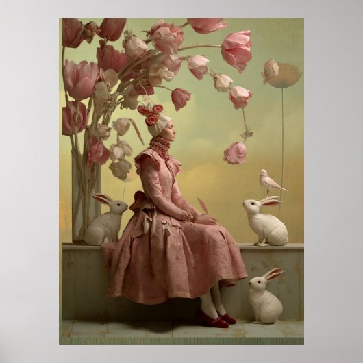 *~* FD2 22 Surrealer Vogel Blumen Hase Fantasy Poster (Vorne)