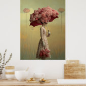 *~* FD2 26 Surreal Retro Blumen Regenschirm Vintag Poster (Küche)