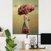 *~* FD2 26 Surreal  Retro Flowers Umbrella Vintage Poster (Heimbüro)