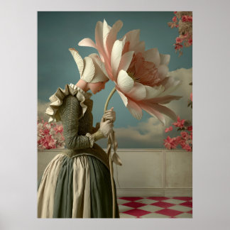 *~* FD2 29 Frau Retro-Blumen Florale Surreal Poster