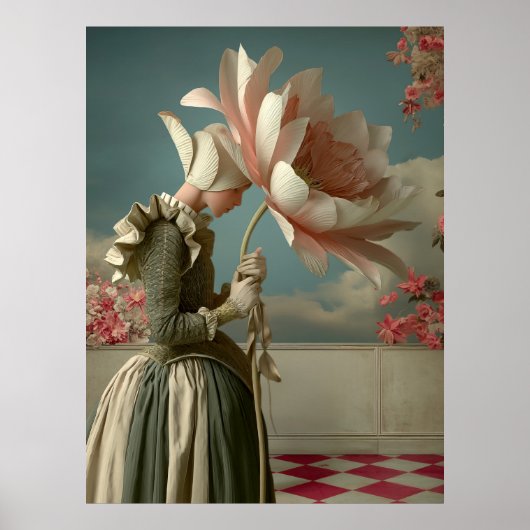 *~* FD2 29 Frau Retro-Blumen Florale Surreal Poster (Vorne)