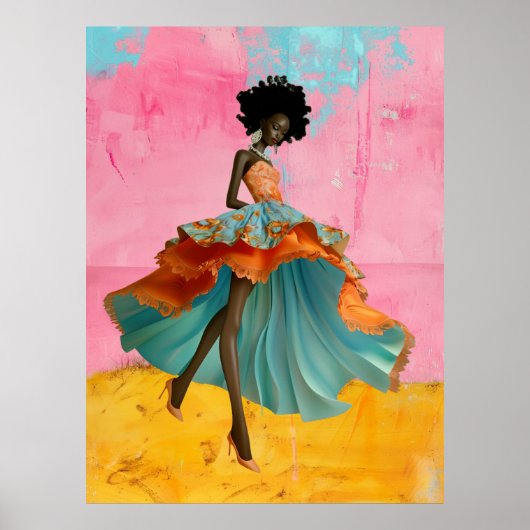 *~* FD2 39 Tropical GODESS Black Woman Vibrant Poster (Vorne)