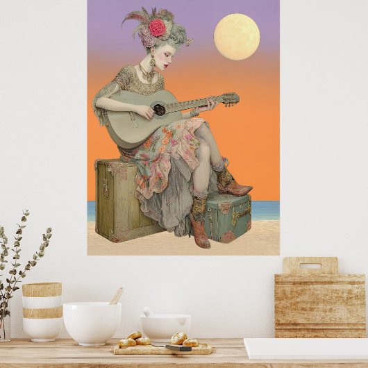 ^~* FD2 Bohemisch Boho Frau Gitarre 2 Poster (Küche)