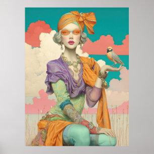 FD2 Bohemisch Boho Summer Glam Woman Bird 41 Poster