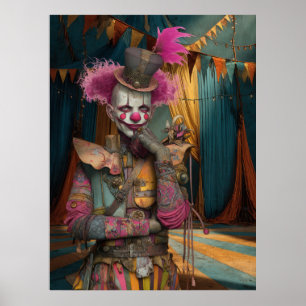 FD2 Circus Clown Art 11 Vintag Retro Karneval Kuns Poster