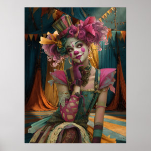 FD2 Circus Clown Art 13 Vintag Retro Karneval Kuns Poster