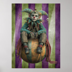 FD2 Circus Clown Art 1 Vintag Retro Karneval Kunst Poster