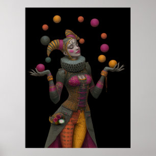 FD2 Circus Clown Art 26 Vintag Retro Karneval Poster