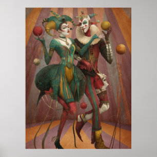 FD2 Circus Clown Art 28 Vintag Retro Karneval Poster