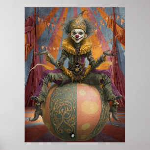 FD2 Circus Clown Art 4 Vintag Retro Karneval Kunst Poster