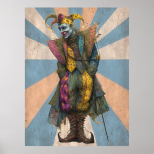 FD2 Circus Clown Art 9 Vintag Retro Karneval Kunst Poster