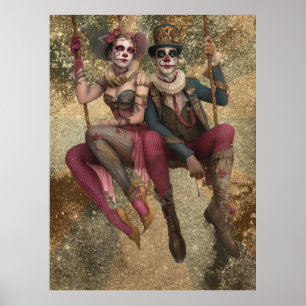 FD2 Circus Clown Art Vintag Retro Karneval 30 Poster