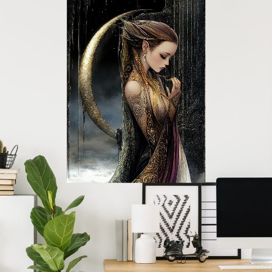 FD2 Enchanted Crescent Moon Goddess 11 Poster (Heimbüro)