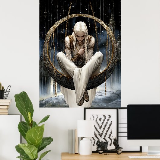 FD2 Enchanted Crescent Moon Goddess  19  Poster (Heimbüro)