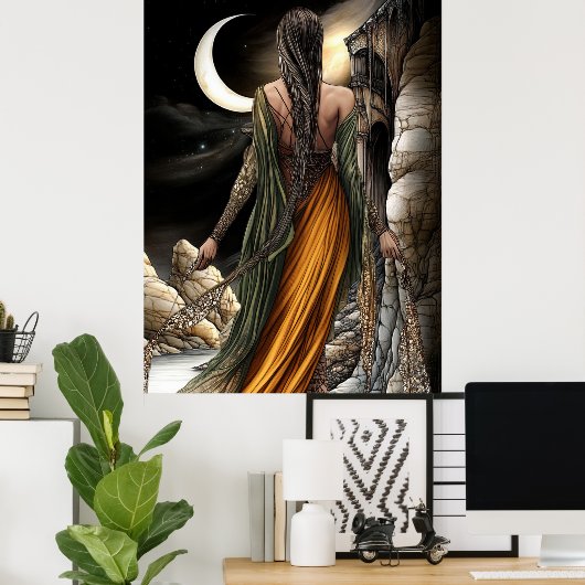 FD2 Enchanted Crescent Moon Goddess 20 Poster (Heimbüro)
