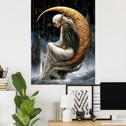 FD2 Enchanted Crescent Moon Goddess  24 Poster (Heimbüro)