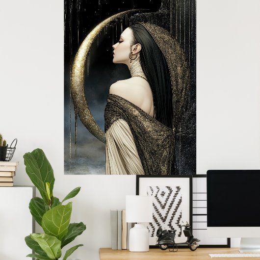 FD2 Enchanted Crescent Moon Goddess  26  Poster (Heimbüro)