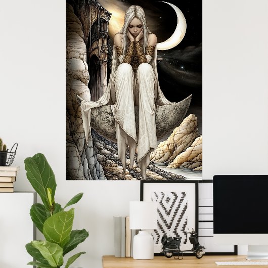 FD2 Enchanted Crescent Moon Goddess 32 Poster (Heimbüro)