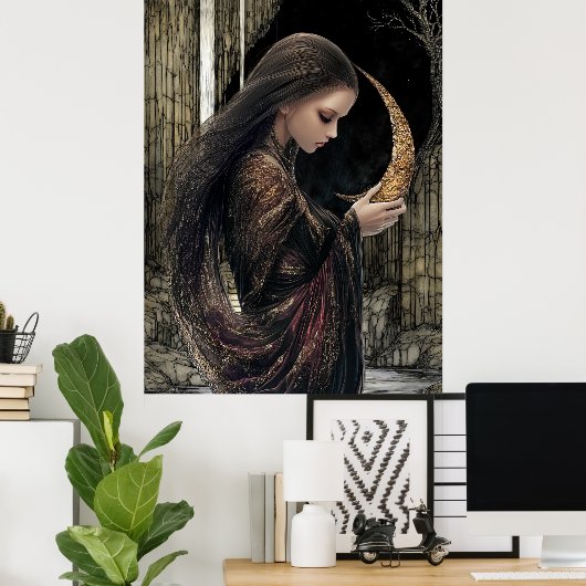FD2 Enchanted Crescent Moon Goddess 3 Poster (Heimbüro)