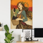 *~* FD2 Fall Mädchen Herbst Retro Trauben 5 Poster (Heimbüro)